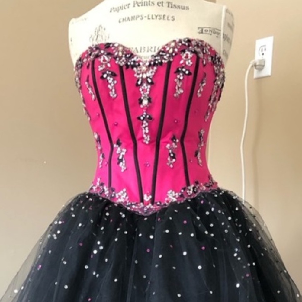 Ball Gown, Sequenced Satin Tulle, Pink & Black (size 9) - Picture 5 of 14